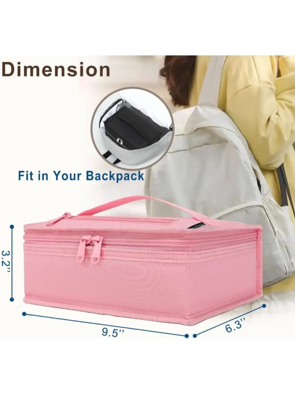 Insulated Mini Cooler Lunch Bag - Portable Soft Tote for Work & School, Pink